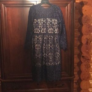 Zara navy lace overlay dress